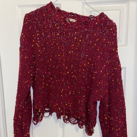 Main Strip Pink Confetti Knit Cropped sweater - Picture 2 of 5